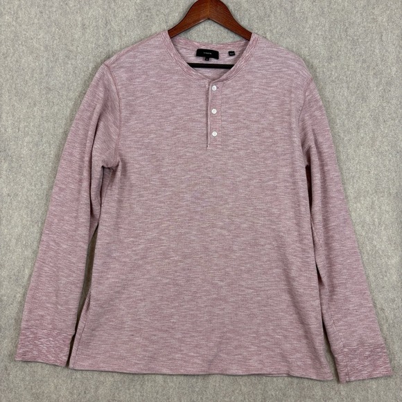 Vince Other - Vince Men's XL Henley Shirt Pink Marled Thermal Waffle Knit Cotton Blend